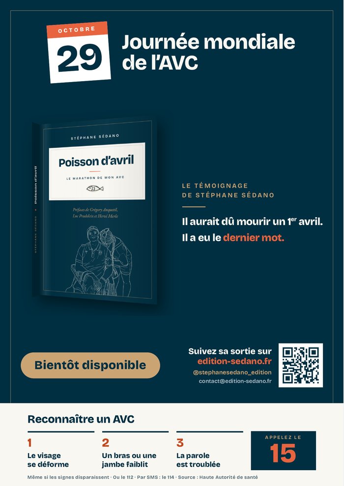 Affiche de la Journée mondiale de l&rsquo;AVC avec le livre Poisson d&rsquo;avril